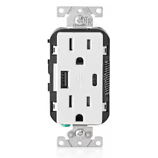 15 Amp Decora Type A and C USB Charger Tamper-Resistant Outlet, White | The Home Depot