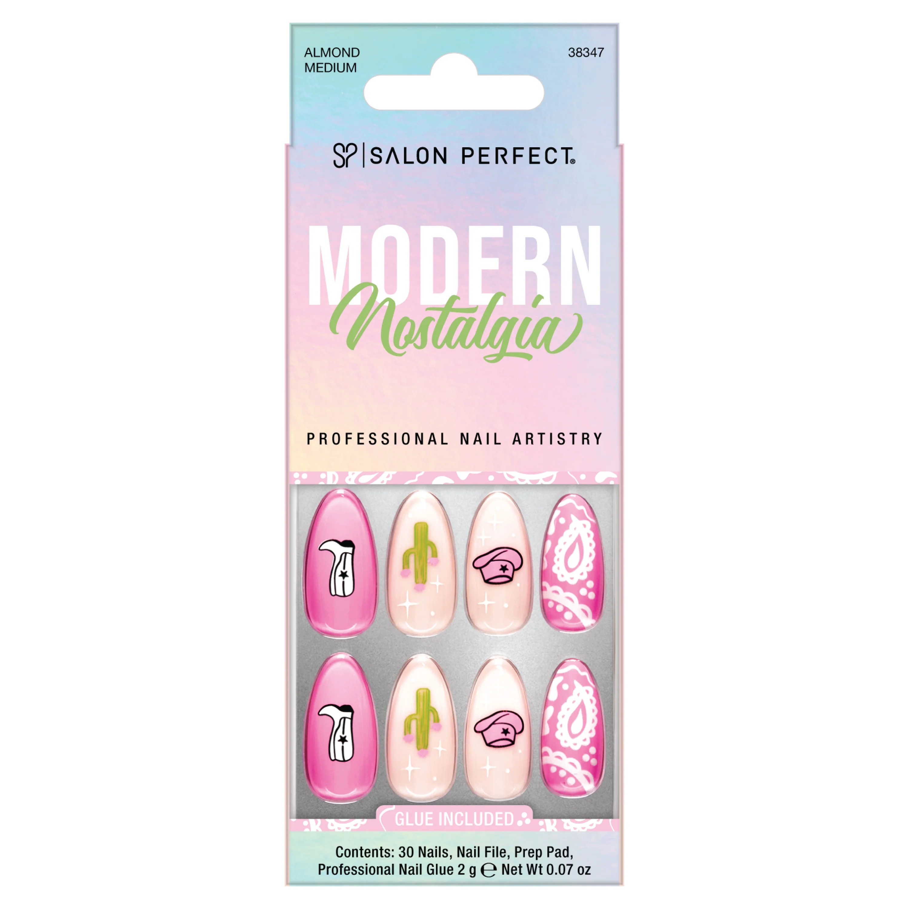 Salon Perfect Artificial Fake Press-ons, 339 Modern Nostalgia, Western Cowboy, Medium Almond, Fil... | Walmart (US)