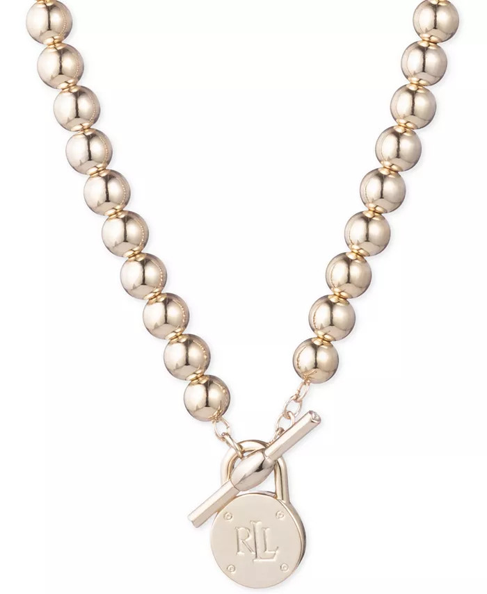 Lauren Ralph Lauren Gold-Tone Logo Beaded 17 | Macys (US)