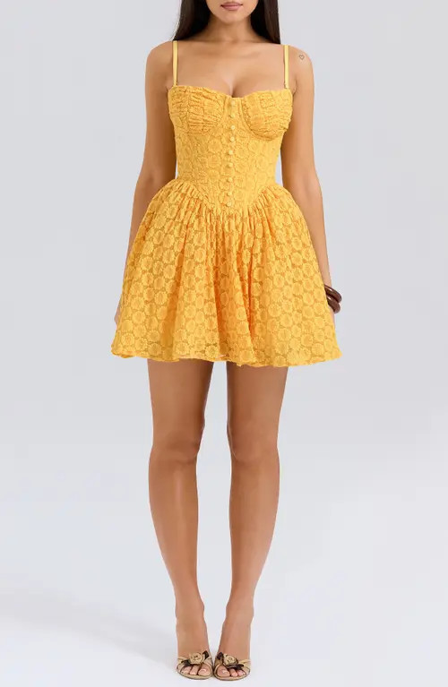 HOUSE OF CB Carolina Stretch Lace Corset Minidress in Apricot at Nordstrom, Size X-Large D | Nordstrom