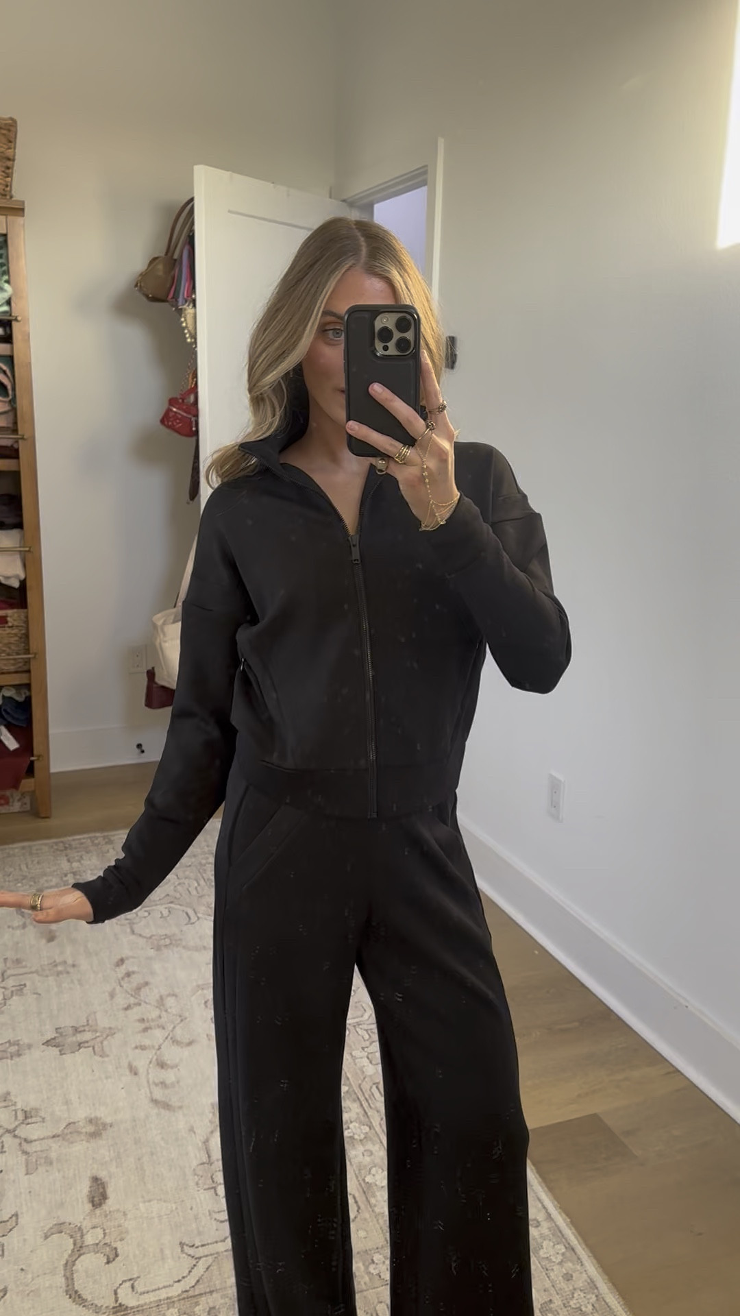 Spanx matching set size XS! Our SPANX AirEssentials® Track Jacket is made with our ultra-drapey spacer fabric that's breathable, light-as-air, and oh-so soft. This front-zip design features classic track jacket details, like convenient front pockets, a full-length zipper, and classic mockneck for an easy, sporty look. Designed with 4-way stretch, it's the perfect easy layer to have on hand. Whether you're traveling, running errands, or lounging at home, this throw-on-and-go jacket will truly take you anywhere and everywhere. And that’s why We Live in SPANX™

#LTKSaleAlert #LTKCyberWeek #LTKootd