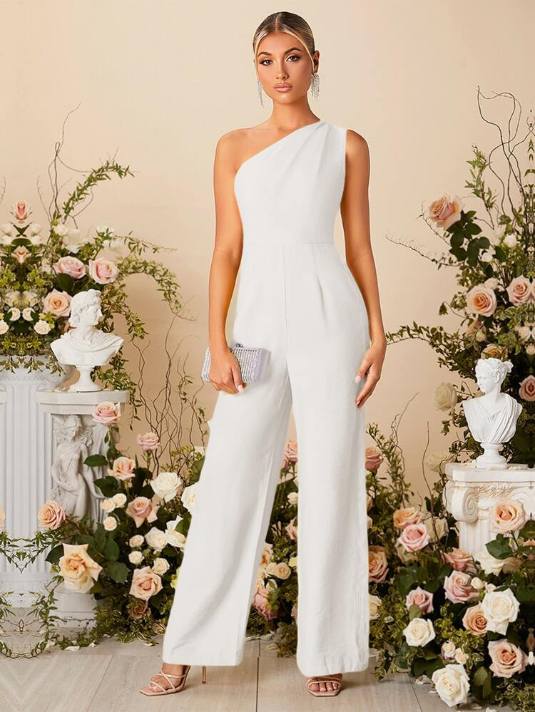 SHEIN One Shoulder Wide Leg Jumpsuit | SHEIN