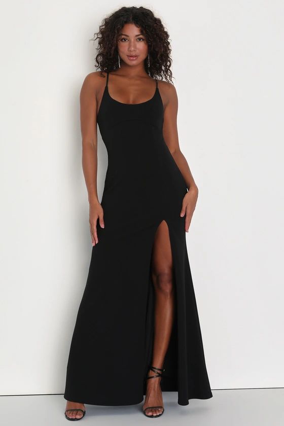 Modern Sensation Black Scoop Neck Mermaid Maxi Dress | Lulus