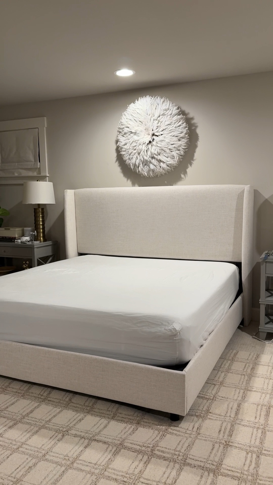New bed frame! This is the Tilly upholstered bed King size in the Classic Talc Linen color

#LTKHome