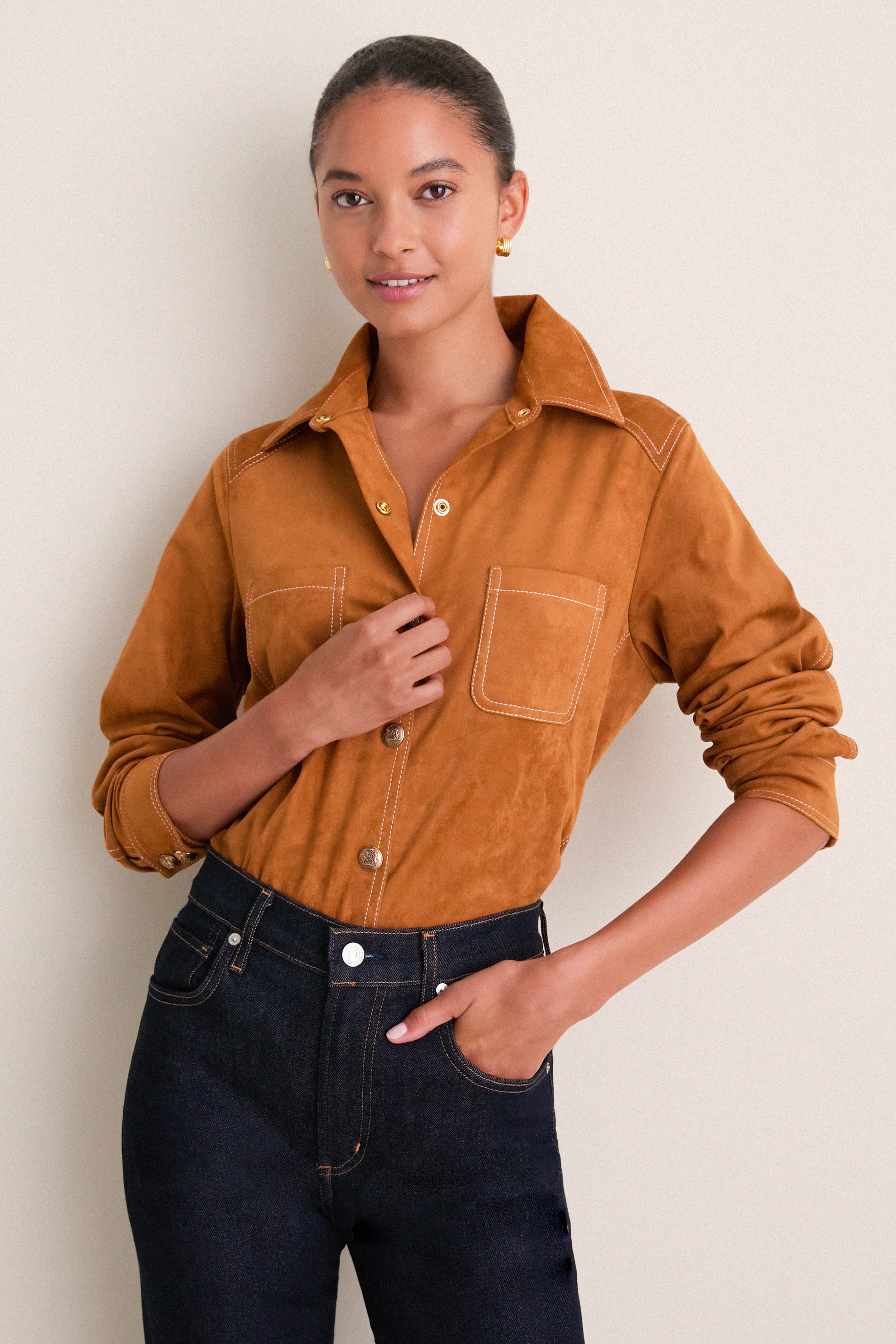 Tan Suede Redford Button Down | Tuckernuck (US)