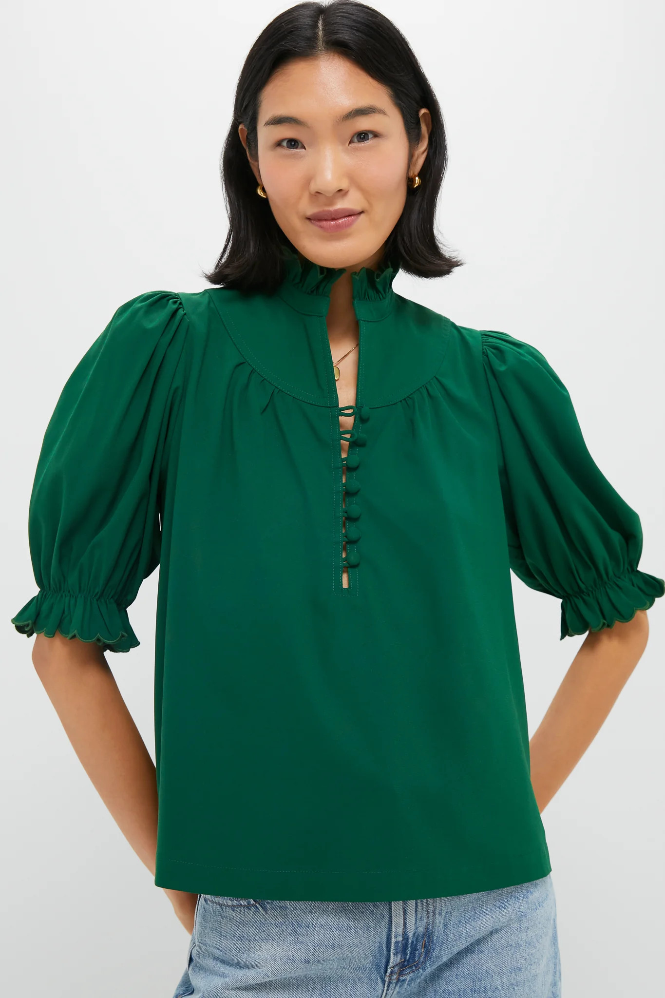 Hunter Green Selena Blouse | Tuckernuck (US)