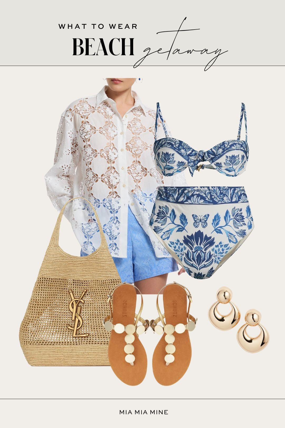 Summer vacation outfit
Eyelet coverup shirt
Farm Rio blue floral bikini
Schutz sandals
Saint Laurent woven tote 

#LTKTravel #LTKShoeCrush #LTKSwim