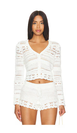 LoveShackFancy Middleton Cardigan in White. - size L | Revolve Clothing (Global)