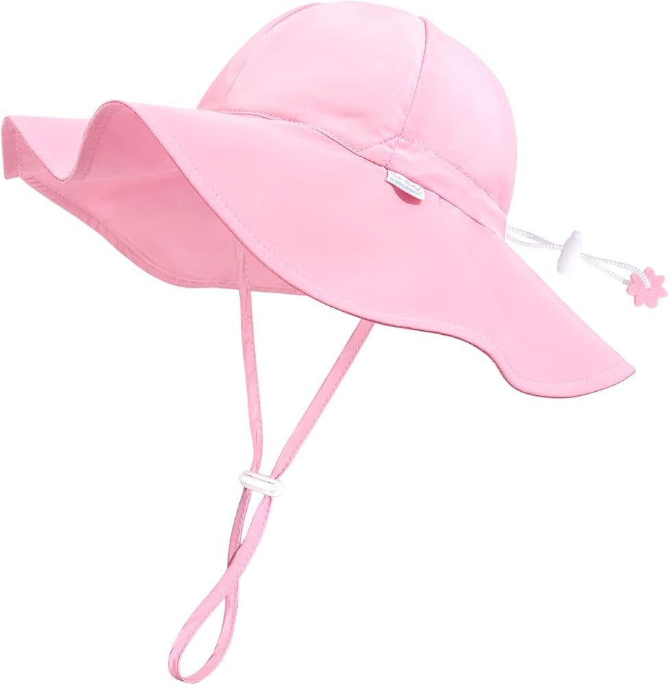 Unisex Baby Sun Hat with UPF 50+ Outdoor Adjustable Beach Hat,Baby Girl Wide Brim Bucket Hats for... | Amazon (US)