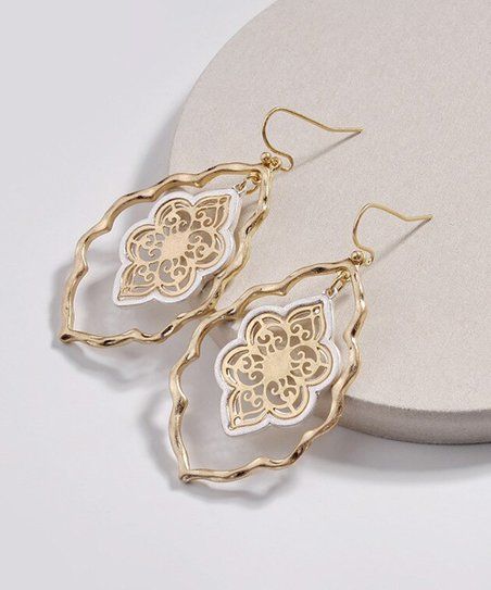 Goldtone & White Bohemian Floral Drop Earrings | Zulily