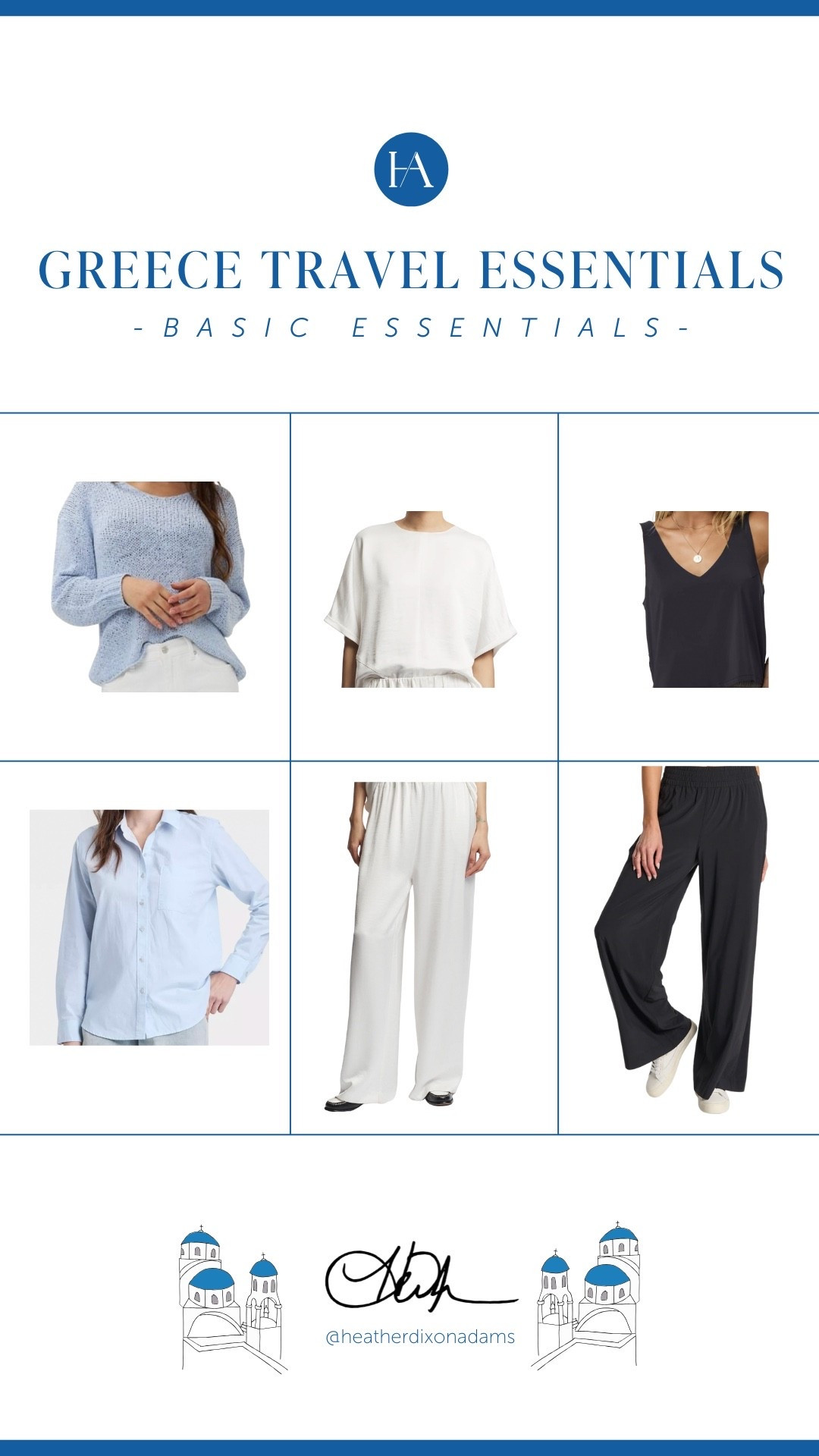 Packed these comfy basics for Greece—linked similar styles since a few originals aren’t available.