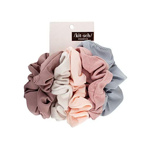 Kitsch Matte Scrunchies for Hair, Hair Scrunchies for Women, Soft Scrunchy Hair Bands, 5 Pack (Blush | Amazon (US)