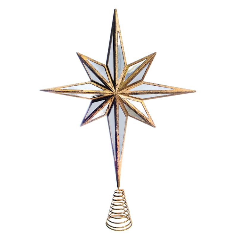Providence Gold Mirrored Star Tree Topper, 16" | At Home