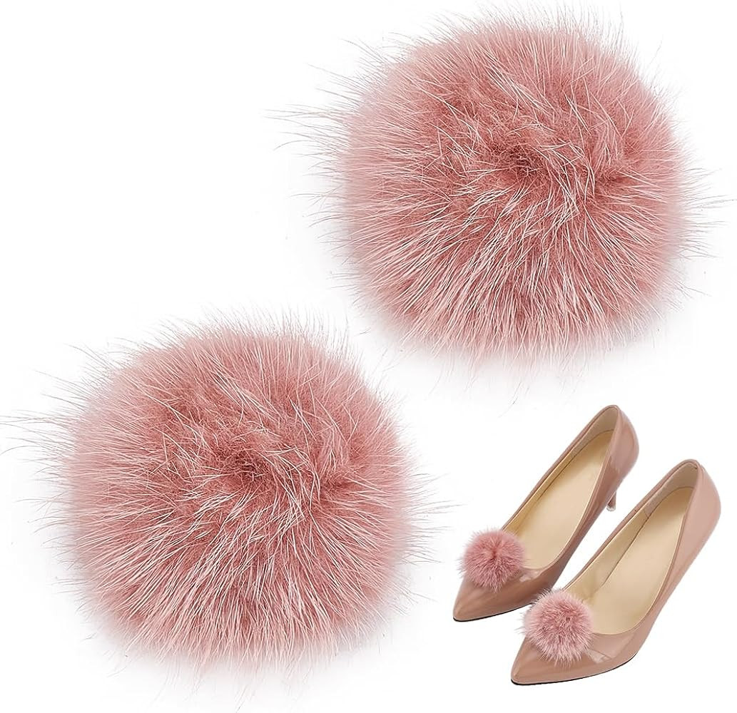 PH PandaHall 2pcs Mink Fur Pom Shoe Clips 1.8inch Detachable Shoe Clips Decoration Shoe Buckle Pl... | Amazon (US)