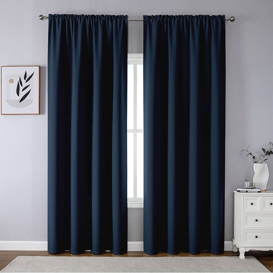 CUCRAF Blackout Curtains 84 inches Long for Living Room,Navy Blue Room Darkening Window Curtain P... | Amazon (US)