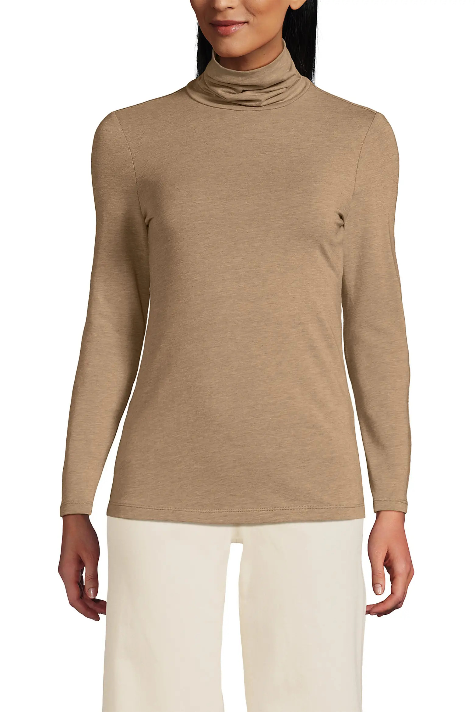 Lands' End Lightweight Jersey Skimming Long Sleeve Turtleneck (Women) | Nordstrom | Nordstrom