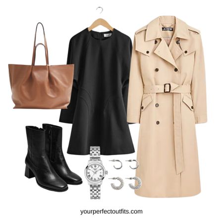 Winter outfit idea with a chic black dress and a Parisian trench 

#LTKsalealert #LTKMostLoved #LTKSeasonal