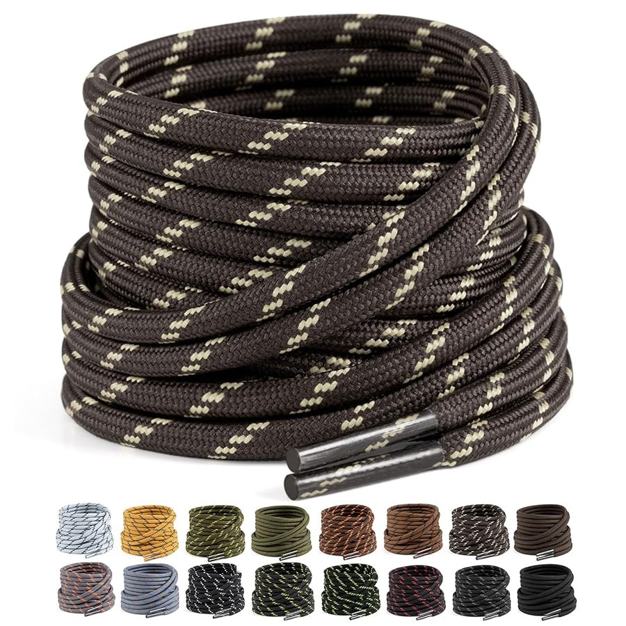 2 Pairs Work Boots Shoe Laces 4.5mm Heavy Duty Hiking Shoelaces for Men & Women | Amazon (US)