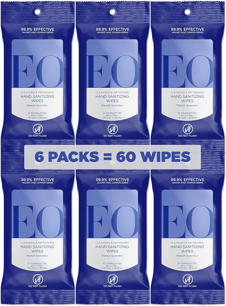 EO, Hand Sanitizer Wipe Lavender Pop Organic, 10 Count, 6 Pack | Amazon (US)