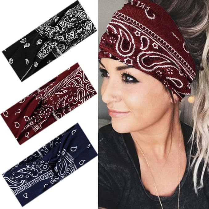 Catery Boho Headbands Criss Cross Headband Headpiece Bohemia Floal Twist Head Wrap Hair Band Vint... | Amazon (US)