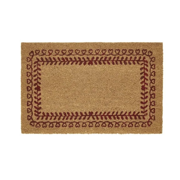 My Texas House Natural/Red Heart Scribbles Outdoor Coir Doormat, 18" x 30" | Walmart (US)