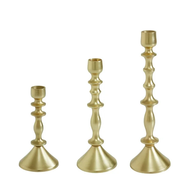 Beautiful Gold Metal Taper Candle Holders by Drew Barrymore, Set of 3 | Walmart (US)