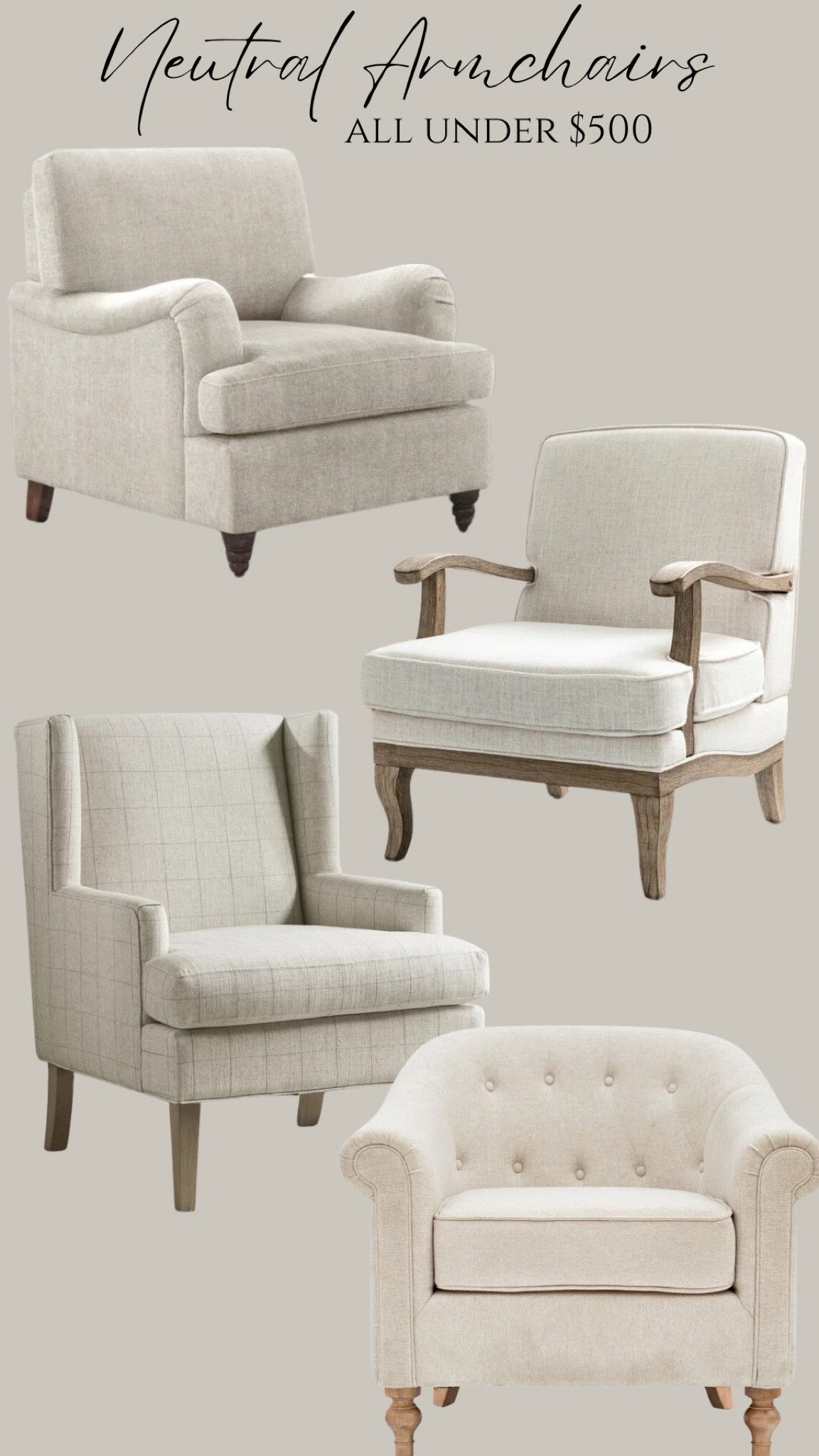 Looking at armchairs for my home and leaning towards  the window pane one because I need some pattern!  But all these chairs are stunning and at an amazing price point!

@shop.ltk #liketkit liketk.it  #Wayfair #Wayfairpartner @wayfair

#LTKHome #LTKSaleAlert #LTKFamily