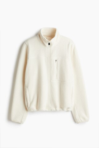 H & M - Teddy Fleece Activewear Jacket - White | H&M (US + CA)