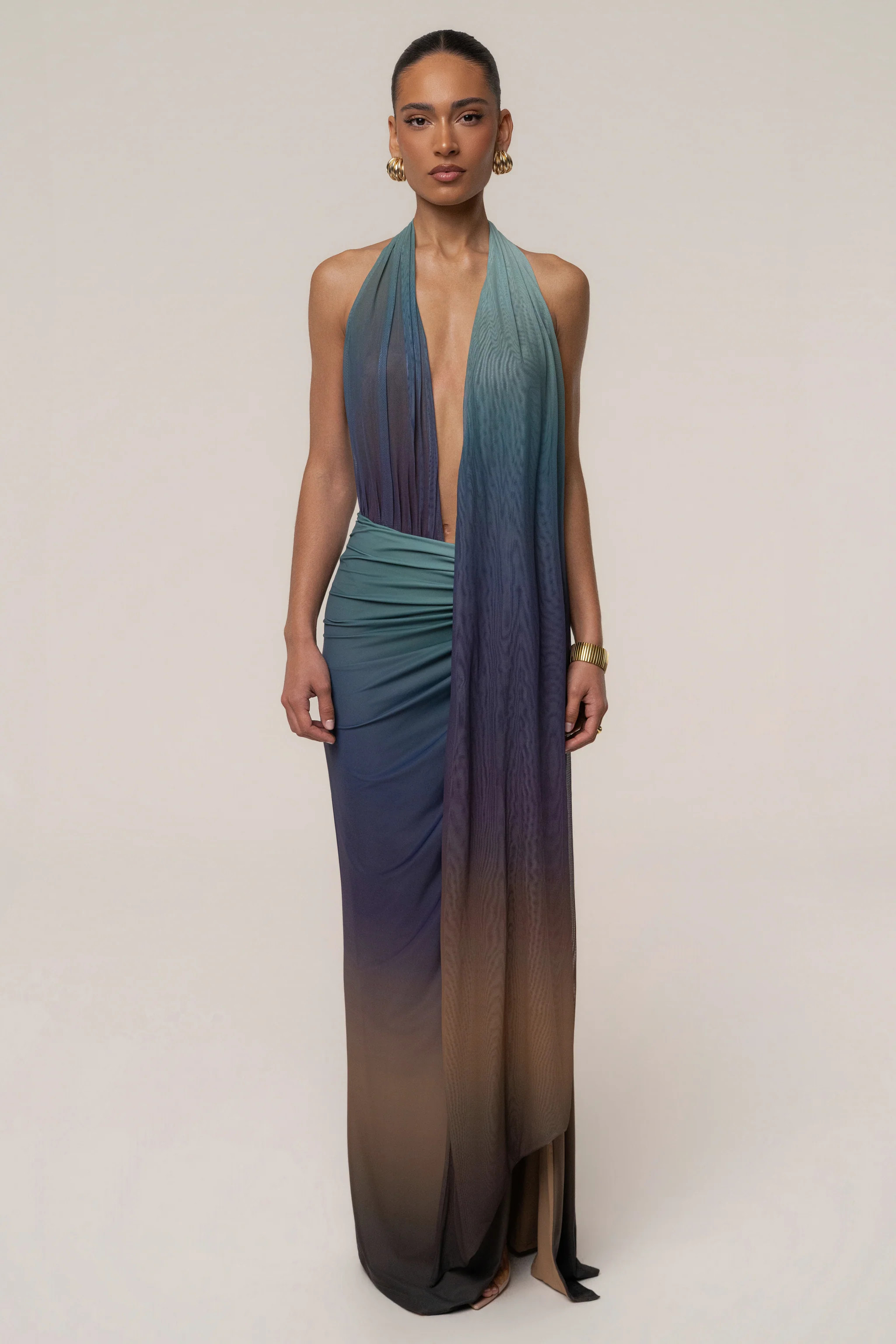 Lunar Shadow Bare Form Plunge Bodysuit | JLUXLABEL US