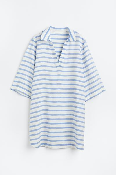 Linen-blend Dress with Collar | H&M (US + CA)