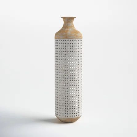 Joss & Main Tan/White Metal Vase | Wayfair North America