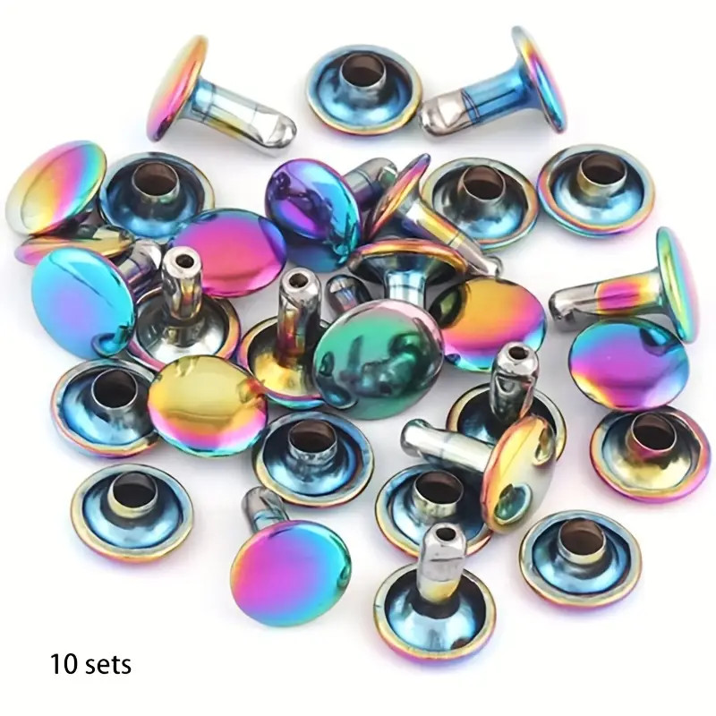 Rainbow Leather Rivets Double Cap Rivet Leather Craft - Temu | Temu Affiliate Program