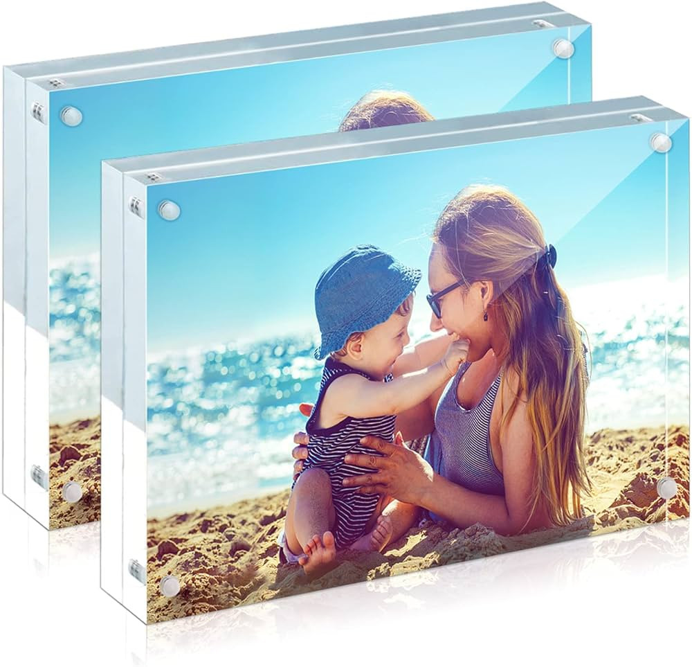 HELPLEX Acrylic Frame, 2 Pack 8x10 Acrylic Picture Frames, 24mm Thicker Frameless Clear Frame Dou... | Amazon (US)