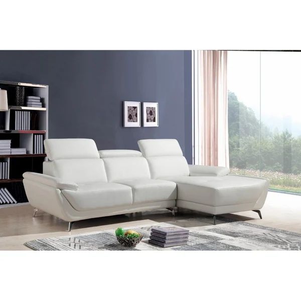 Divani Casa Sterling Modern White Eco-Leather Sectional Sofa | Bed Bath & Beyond