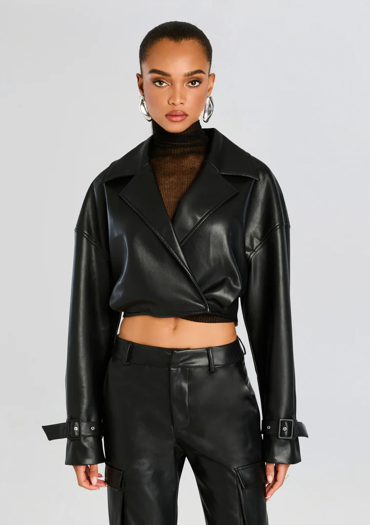 Koda Vegan Leather Cropped Trench | Retrofete