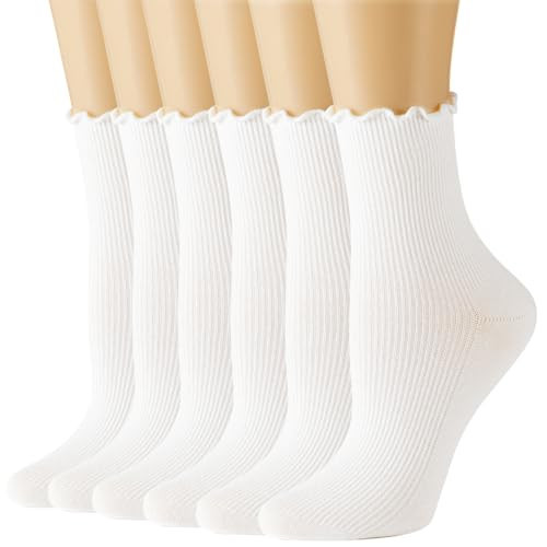Ruffle Socks Woman Cute Socks for Women White Socks Women Lace Frilly Socks White Crew Socks Women for Women X9-Bai91-L | Amazon (US)
