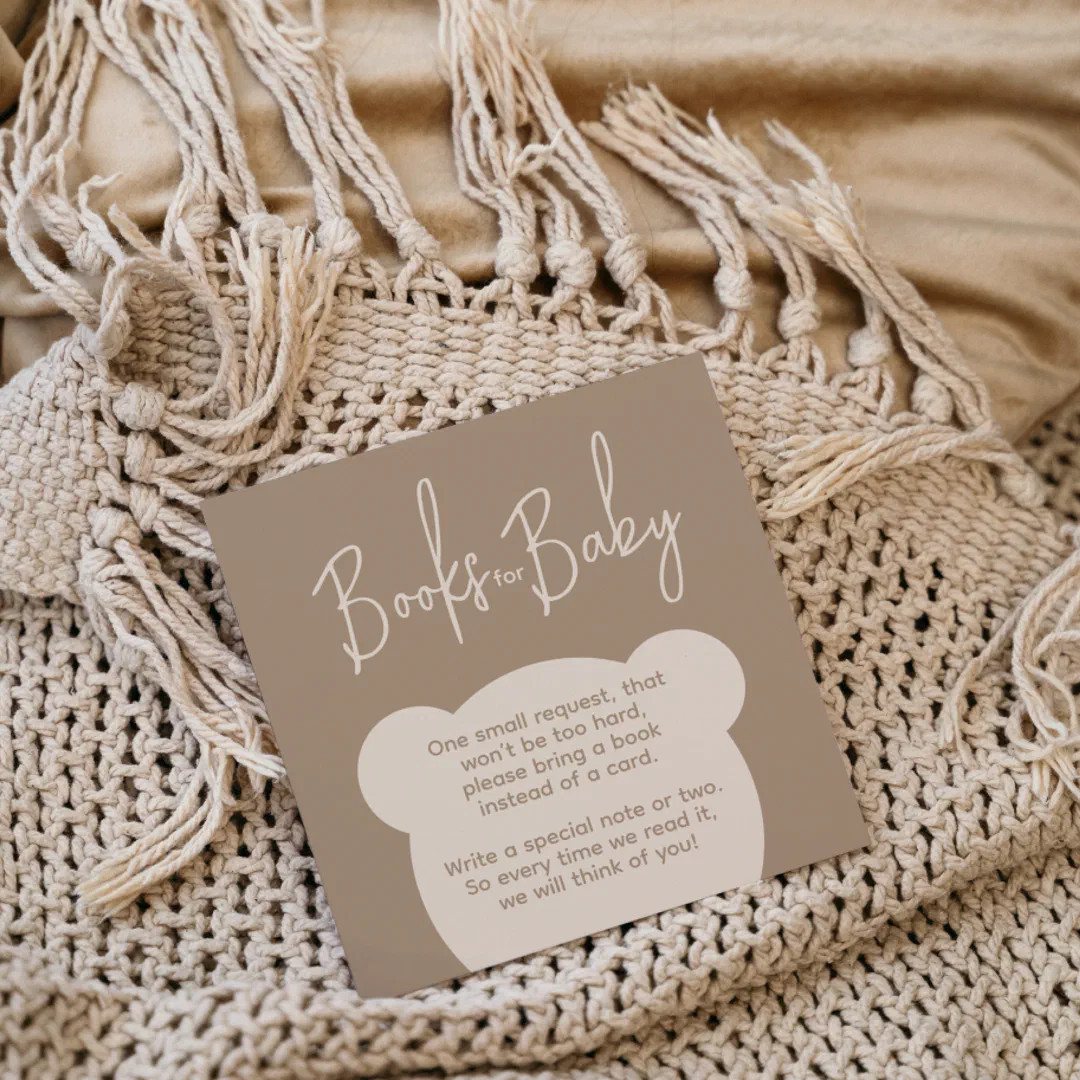 Minimalist simple bear Baby Shower Book request  Enclosure Card | Zazzle | Zazzle