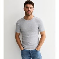 Men's Grey Marl Muscle Fit Rib T-Shirt New Look | New Look (UK)