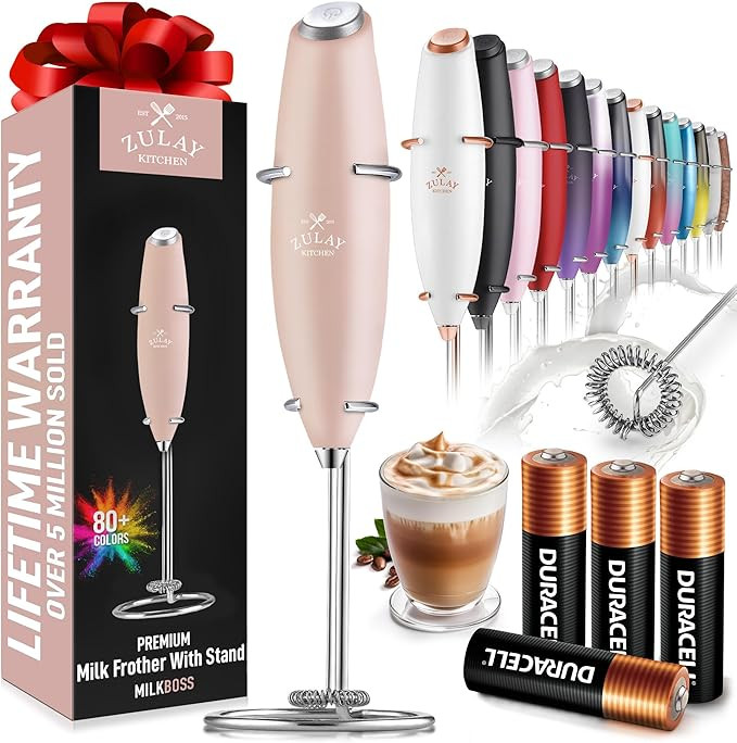 Zulay Kitchen Powerful Milk Frother Wand With 4 AA Duracell Batteries - Ultra Fast Handheld Drink... | Amazon (US)