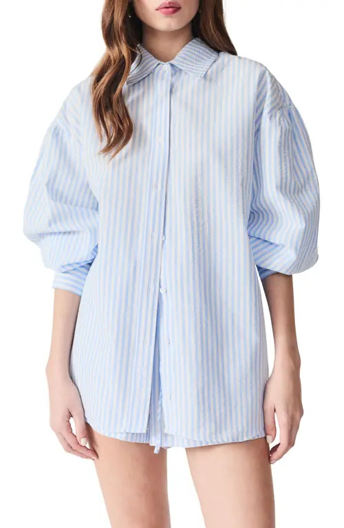 DELUC Stripe Button-Up Shirt in Striped Light Blue at Nordstrom, Size Medium | Nordstrom