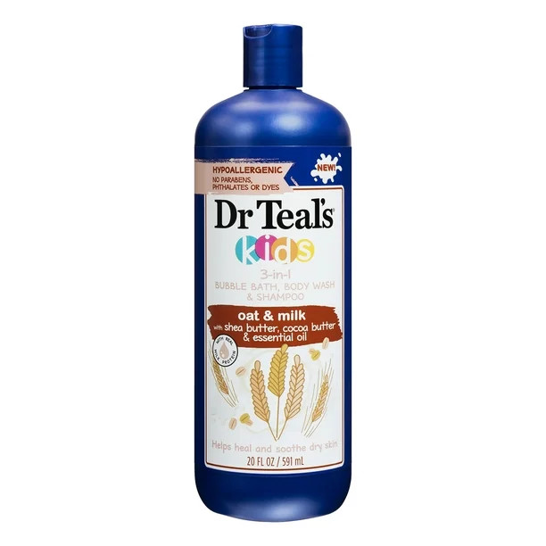 Dr Teal's Kids 3-in-1 Bubble Bath, Body Wash & Shampoo, Oat & Milk, 20 fl oz | Walmart (US)