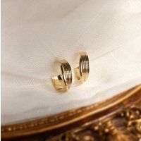 14K Chunky Gold Hoops Earrings, Earring, Thick Clip On Earrings For Women, Korean Her Gift | Etsy (US)