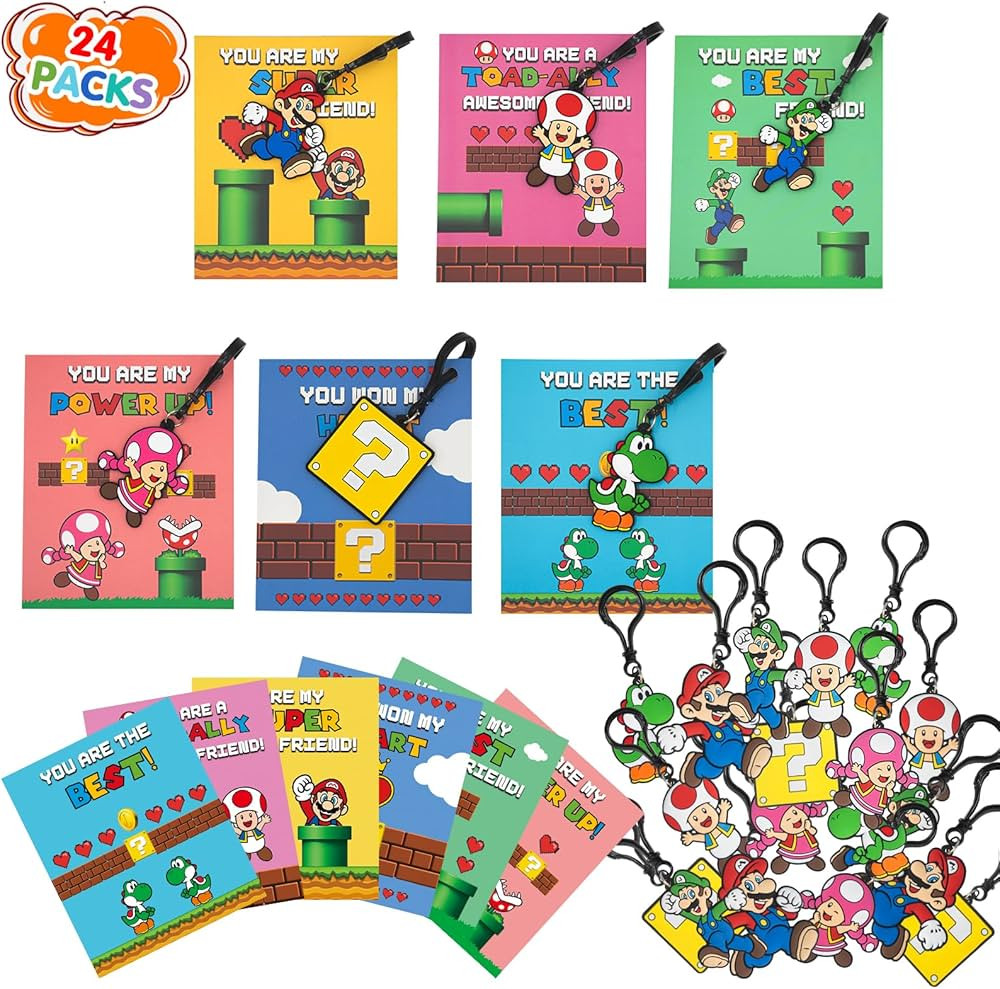 Valentines Day Gifts for Kids, Valentines Cards for Kids Classroom - 24 Pack Keychain Card Bulk -... | Amazon (US)