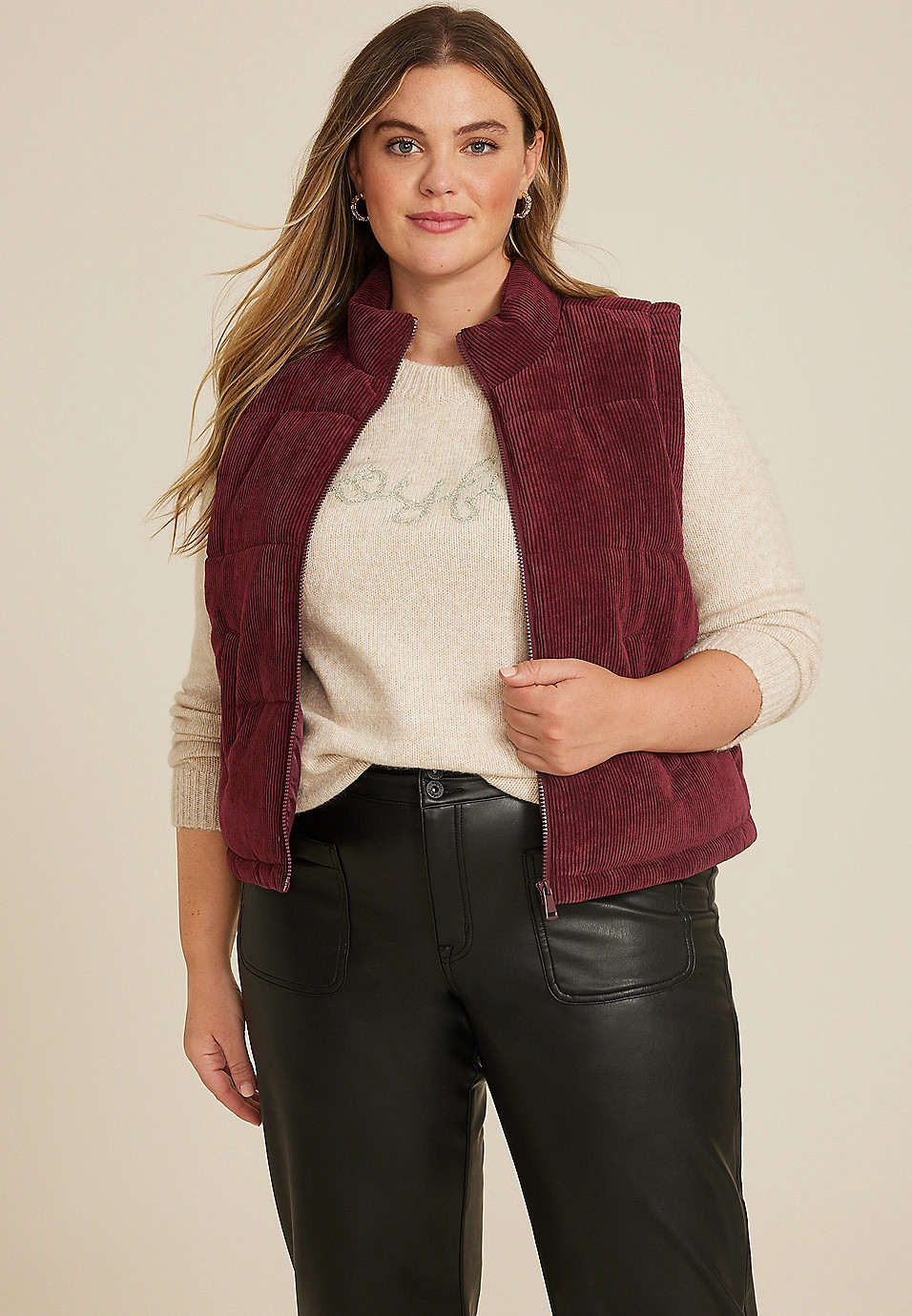 Plus Size Corduroy Puffer Vest | Maurices