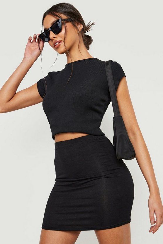 Black Mini Skirt Basic | Boohoo.com (US & CA)