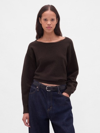 CashSoft Stretch Lantern-Sleeve Crop Sweater | Gap (CA)