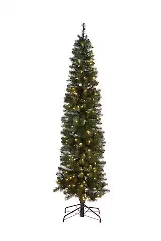 NOMA Pre-Lit Boulevard Pencil Christmas Tree with Tree Stand, 200 LED Lights, 7-ft#151-8404-2 | Canadian Tire