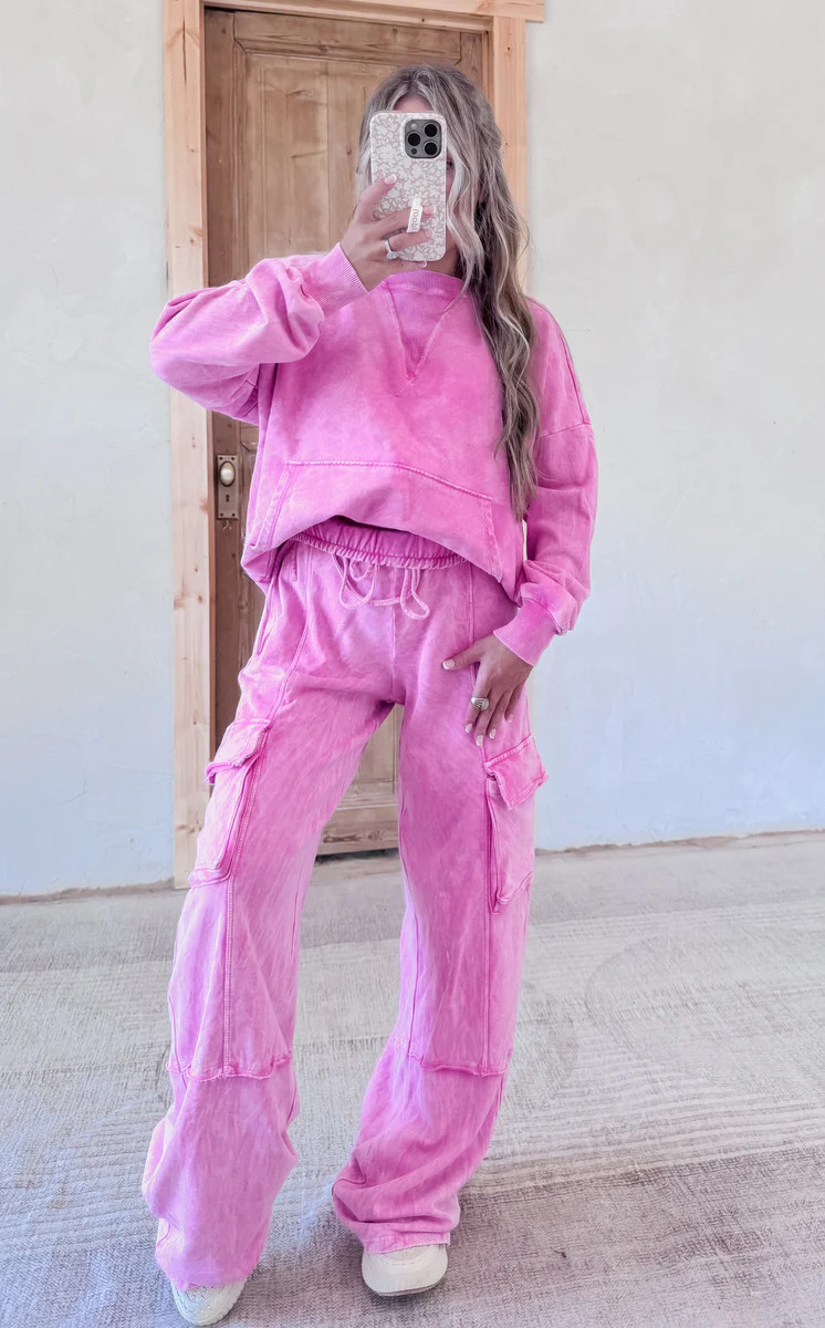 Riley Cargo Pink Sweatpants | CK Squared Boutique