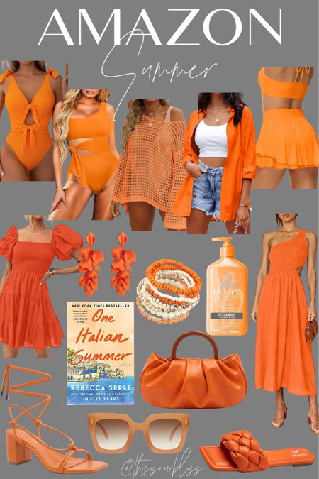 Amazon summer finds 🧡☀️🍊// orange and tangerine Amazon finds for Summer // amazon fashion, summer dress, summer outfit idea, amazon swimsuits, statement earrings, bracelet stack, crochet cover-up

#LTKFind #LTKunder50 #LTKswim