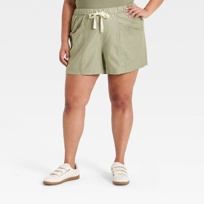 Women's High-Rise Relaxed Pull-On Shorts - Universal Thread™ Green 1X | Target